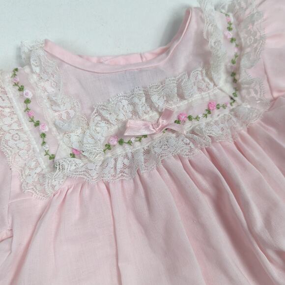 Vtg Alexis Dress Baby Girls Sz 6-9m Pink Lace Classic Frilly - Picture 2 of 6